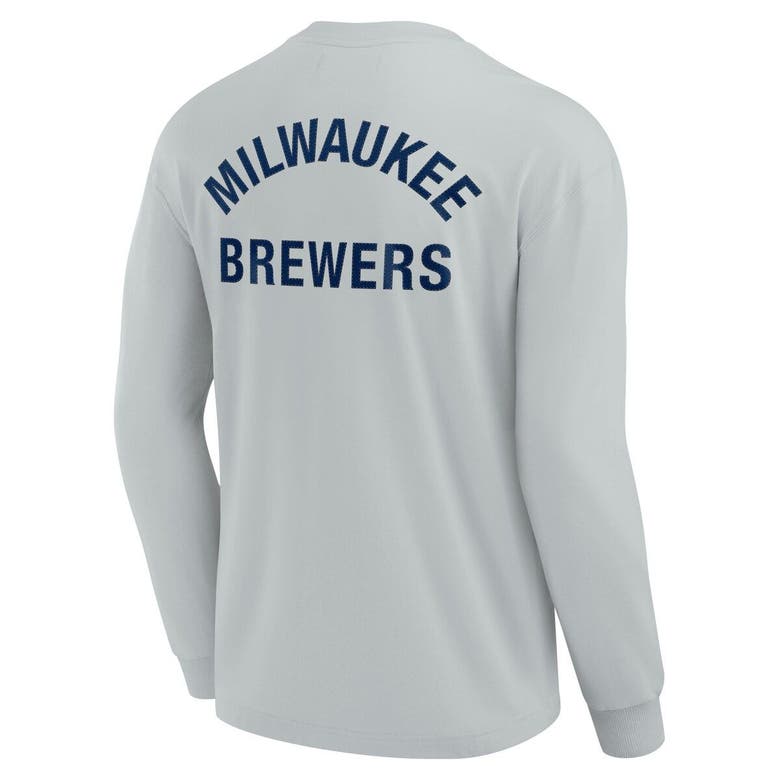 Shop Fanatics Signature Unisex  Gray Milwaukee Brewers Elements Super Soft Long Sleeve T-shirt