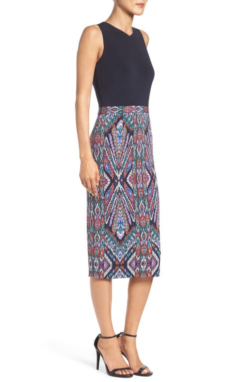 Maggy London Scuba Midi Dress In Soft White/dark Purple