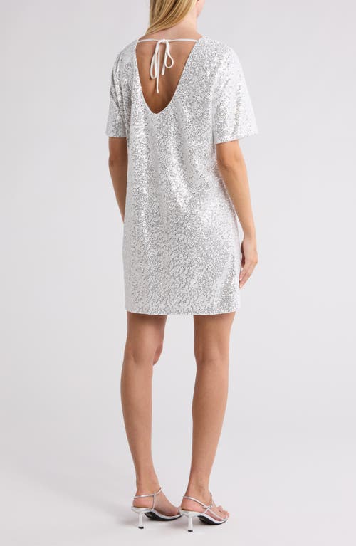 Shop Wishlist Elbow Length Sleeve Sequin A-line Cocktail Dress In White