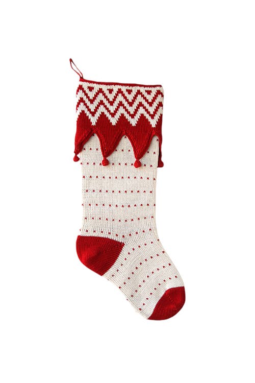 Melange Collection Zig Zag Elf-cuff Stocking In Red