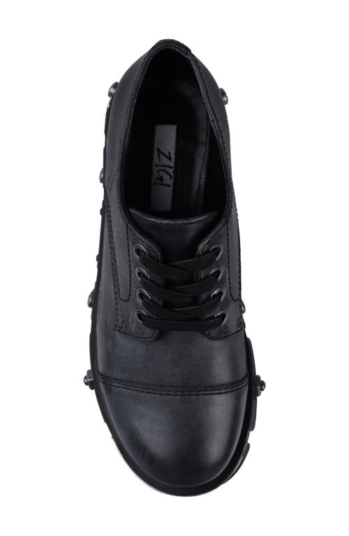Zigi Lomina Platform Cap Toe Derby In Black Leather