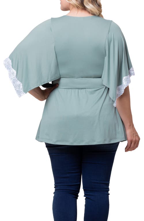 Kiyonna Sarah Lace Trim Top In Thyme