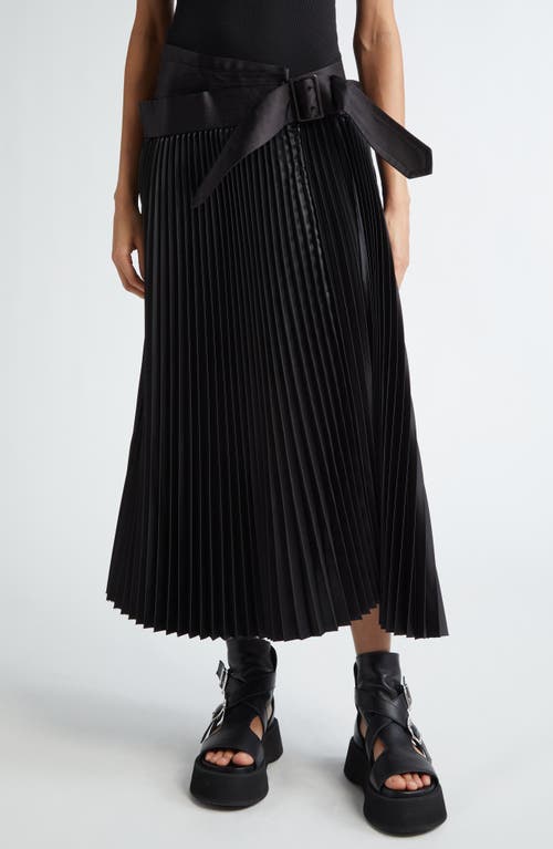 Junya Watanabe Belted Pleated Wrap Skirt in Black X Black at Nordstrom, Size Medium