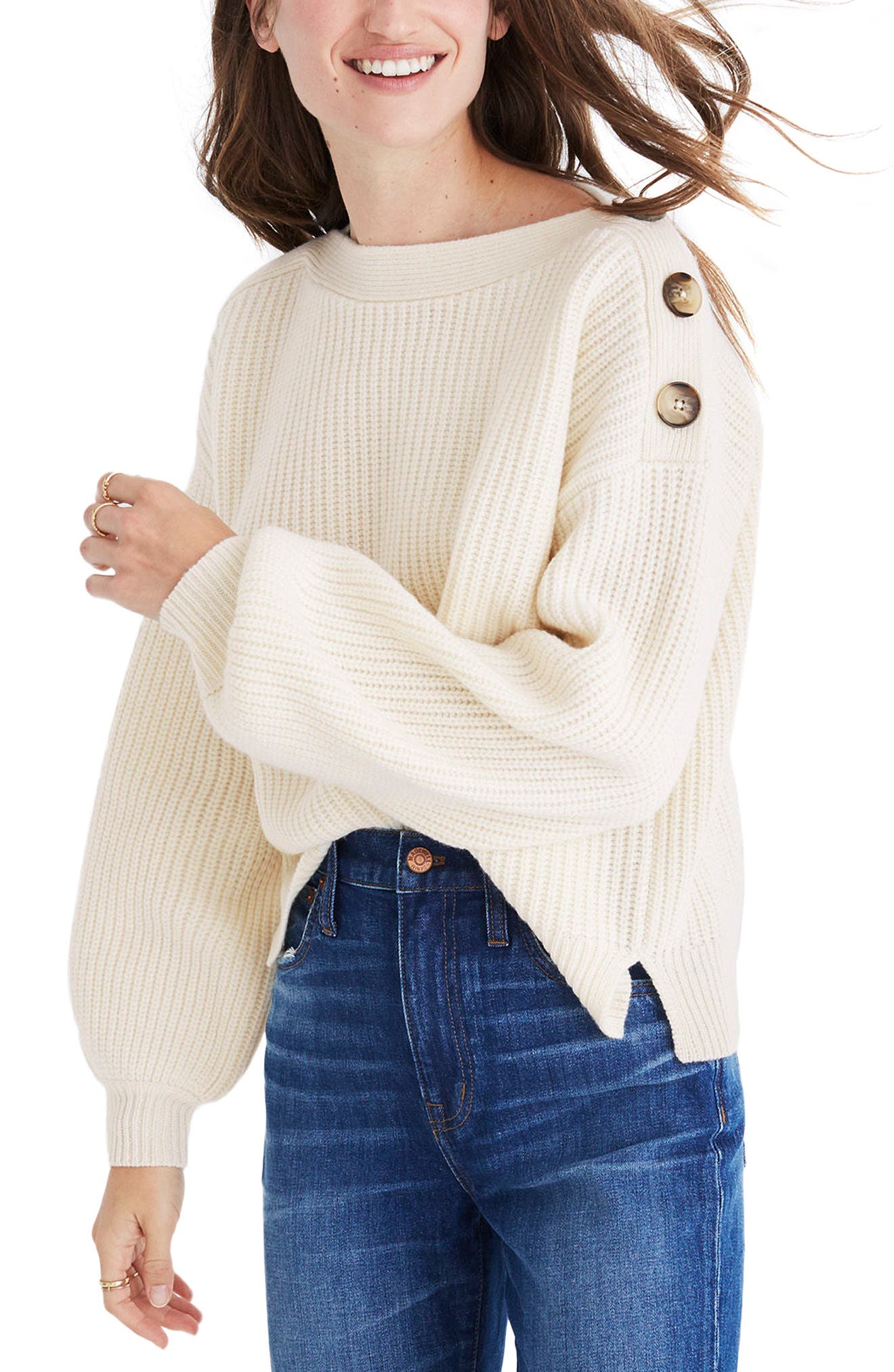 madewell button detail sweatshirt