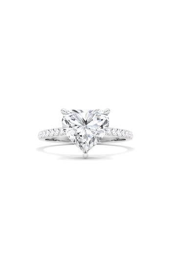 Shop Hautecarat Heart Cut & Pavé Lab Created Diamond 18k Gold Ring In 18k White Gold