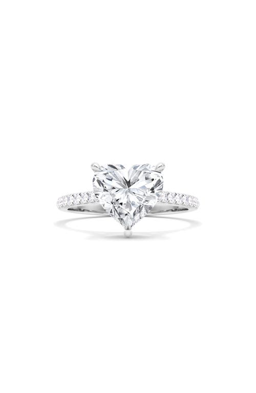 Hautecarat Heart Cut & Pavé Lab Created Diamond 18k Gold Ring In 18k White Gold
