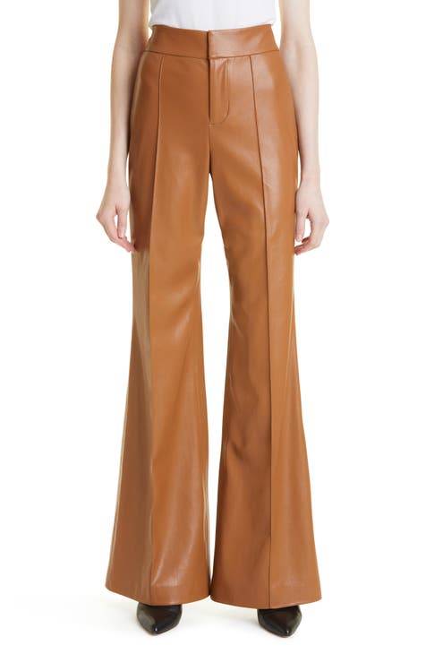 Belted faux-leather pants in Dark Brown