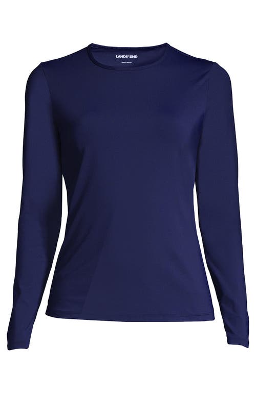 Shop Lands' End Crew Neck Long Sleeve Rash Guard Upf 50 Sun Protection Swim Tee In Deep Sea Navy