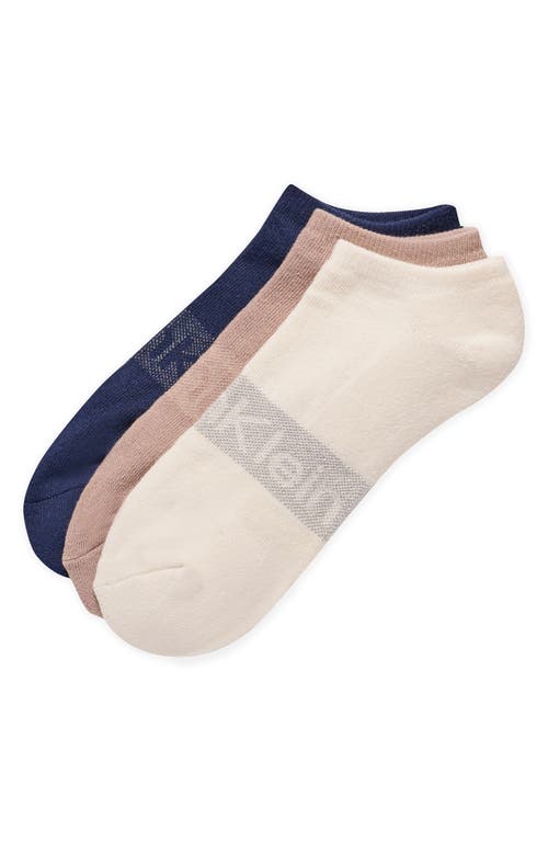 Calvin Klein Assorted 3-Pack Cushion Organic Cotton Blend No-Show Socks in Tan Multi at Nordstrom