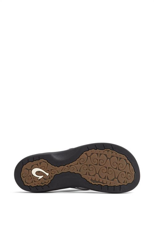 Shop Olukai Ohana Flip Flop In Pewter/black Faux Leather