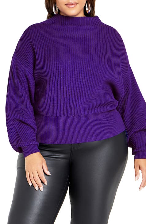 V-Neck Sweater Purple Women's Plus Size 1x 2x 3x – AphroditiesCurves