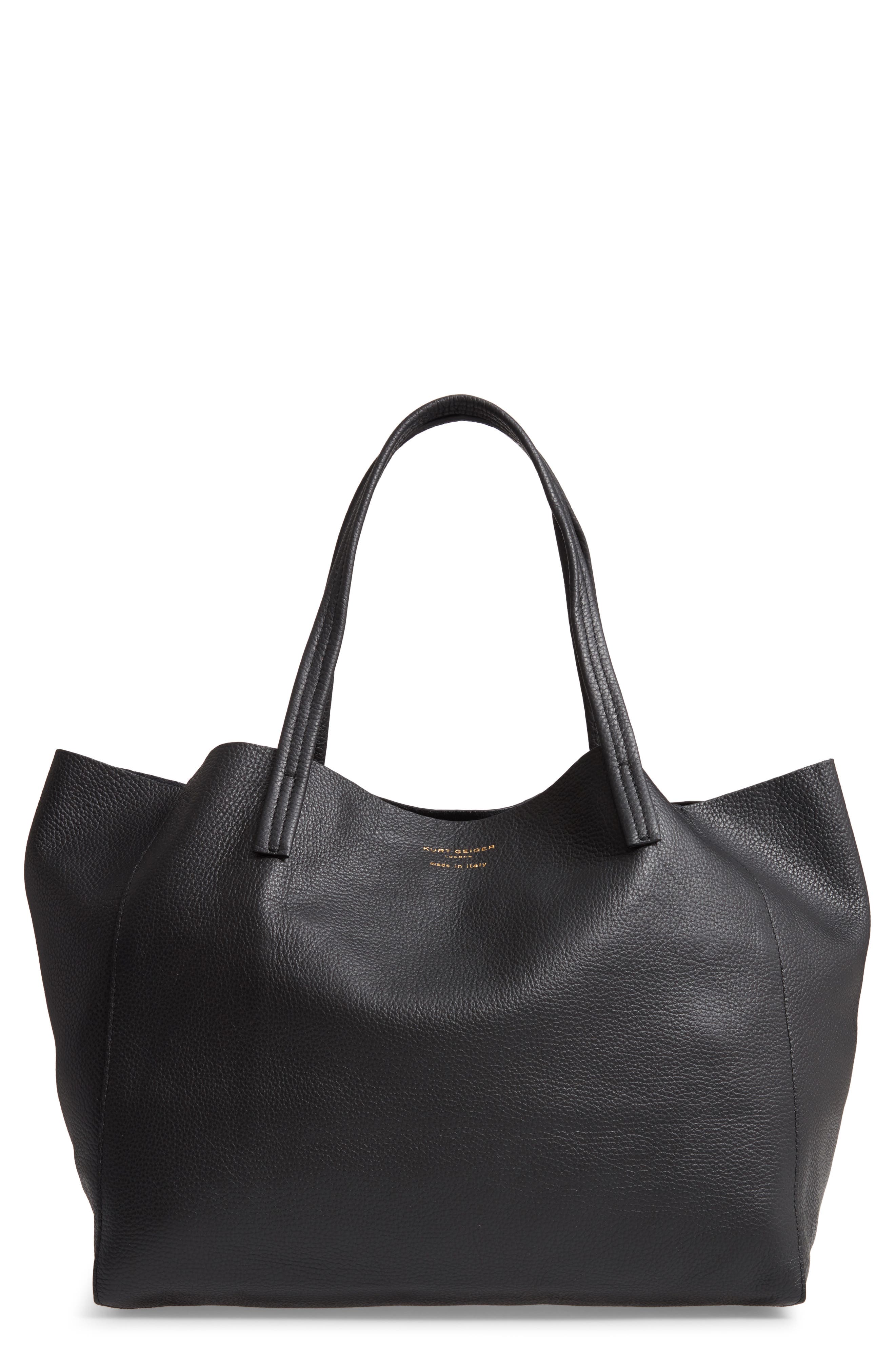 Black woven tote bag real leather for women