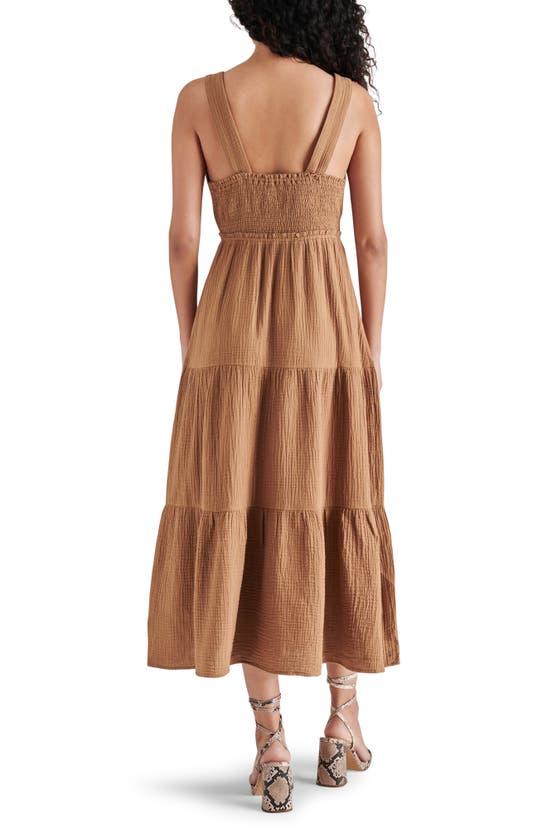 Shop Steve Madden Amira Tiered Cotton Midi Dress In Toast