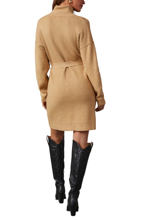 Shop Vici Collection Marsella Long Sleeve Turtleneck Sweater Dress In Beige