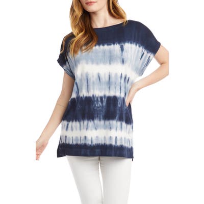 Karen Kane Tie Dye Boatneck Top, Blue