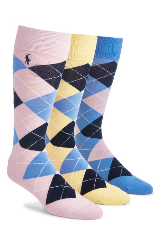Shop Polo Ralph Lauren 3-pack Argyle Socks In Astsp