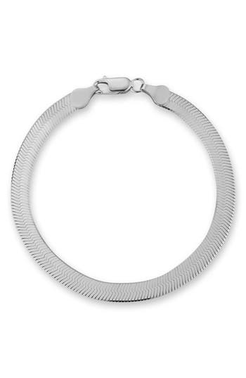 Glaze Jewelry Herringbone Chain Anklet In Silver