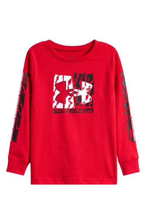 Under Armour Kids' UA Zigzag Logo Long Sleeve Performance Graphic T-Shirt in Red 