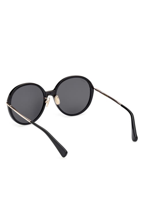 Shop Max Mara 58mm Round Sunglasses In Shiny Black/smoke