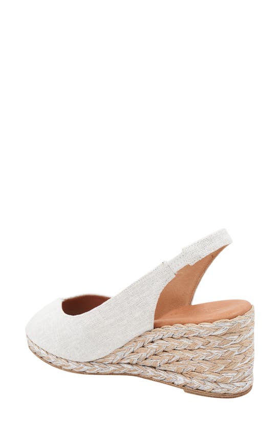 Shop Andre Assous Audrey Slingback Peep Toe Espadrille Wedge Sandal In White/ Silver