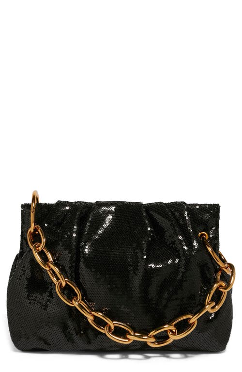 HOUSE OF WANT Chill Vegan Leather Frame Clutch in Black Sequin