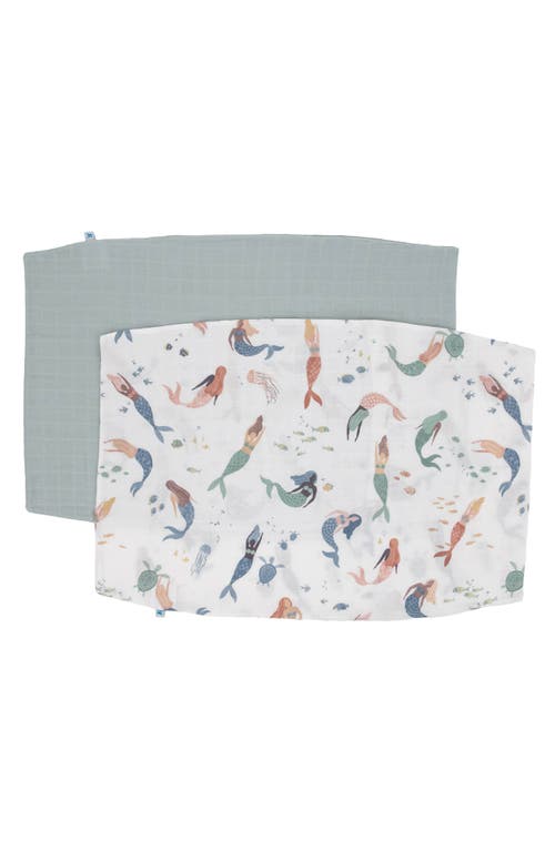 little unicorn 2-Pack Cotton Muslin Pillowcase in Mermaid Party at Nordstrom