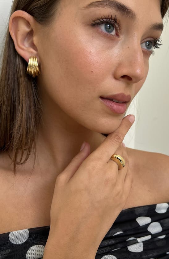 Shop Jennifer Zeuner Cooper Textured Drop Earrings In 14k Yellow Gold Plated Silver