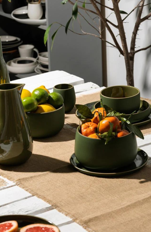 Gharyan Stoneware Jute Table Runner In Natural