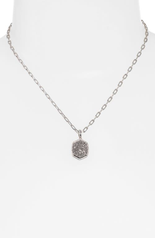 Kendra Scott Daphne Pavé Frame Pendant Necklace In Rhodium Platinum Drusy