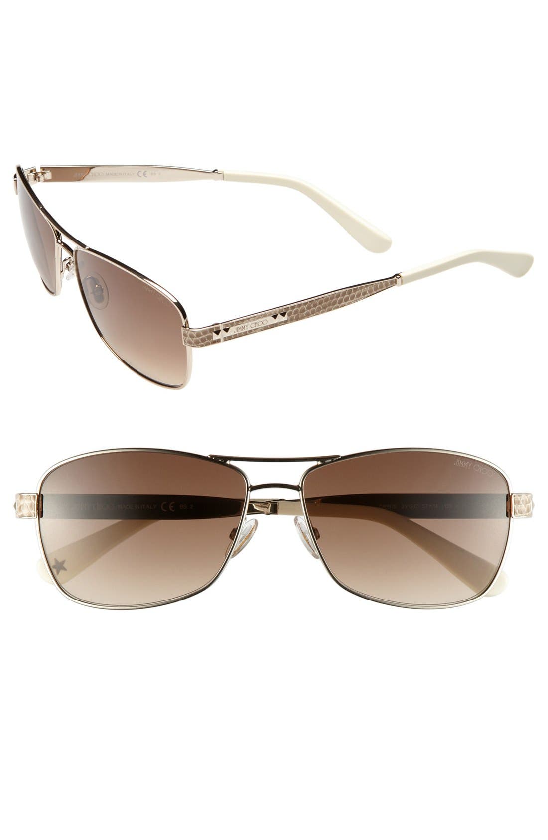 Jimmy Choo 'Cris' 57mm Aviator Sunglasses Nordstrom