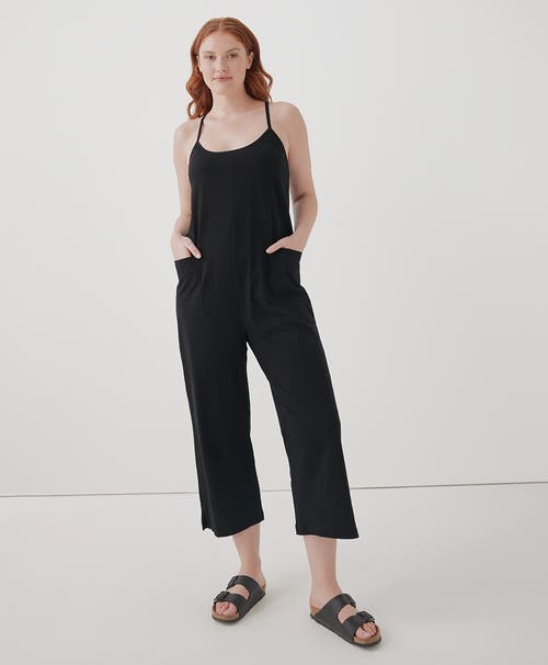 Pact Organic Cool Stretch Lounge Jumpsuit In Black