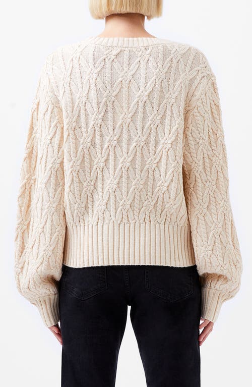 Shop French Connection Layon Jini Cable Crewneck Sweater In Classic Cream