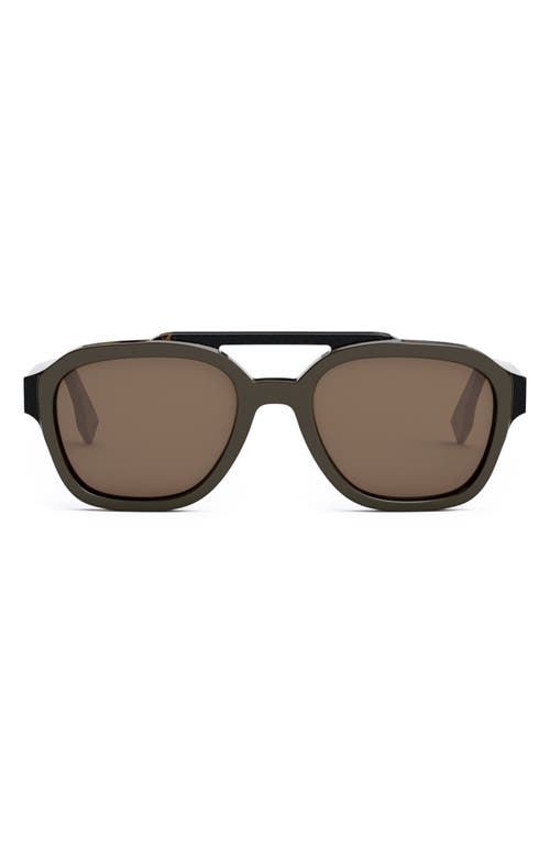 Fendi The  Bilayer 52mm Geometric Sunglasses In Dark Brown/brown