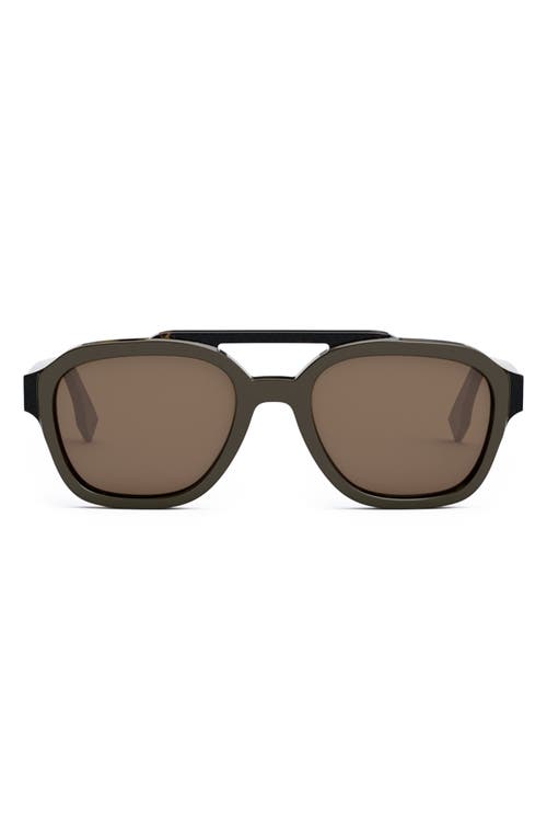 'Fendi Bilayer 52mm Geometric Sunglasses in Dark Brown/Brown at Nordstrom