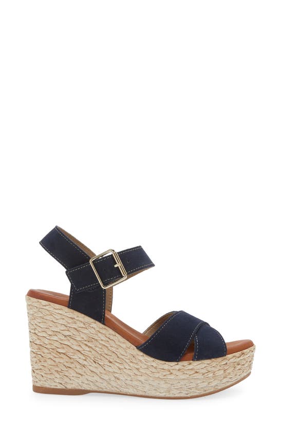 Cordani Brittany Ankle Strap Espadrille Platform Wedge Sandal In Crosta Navy