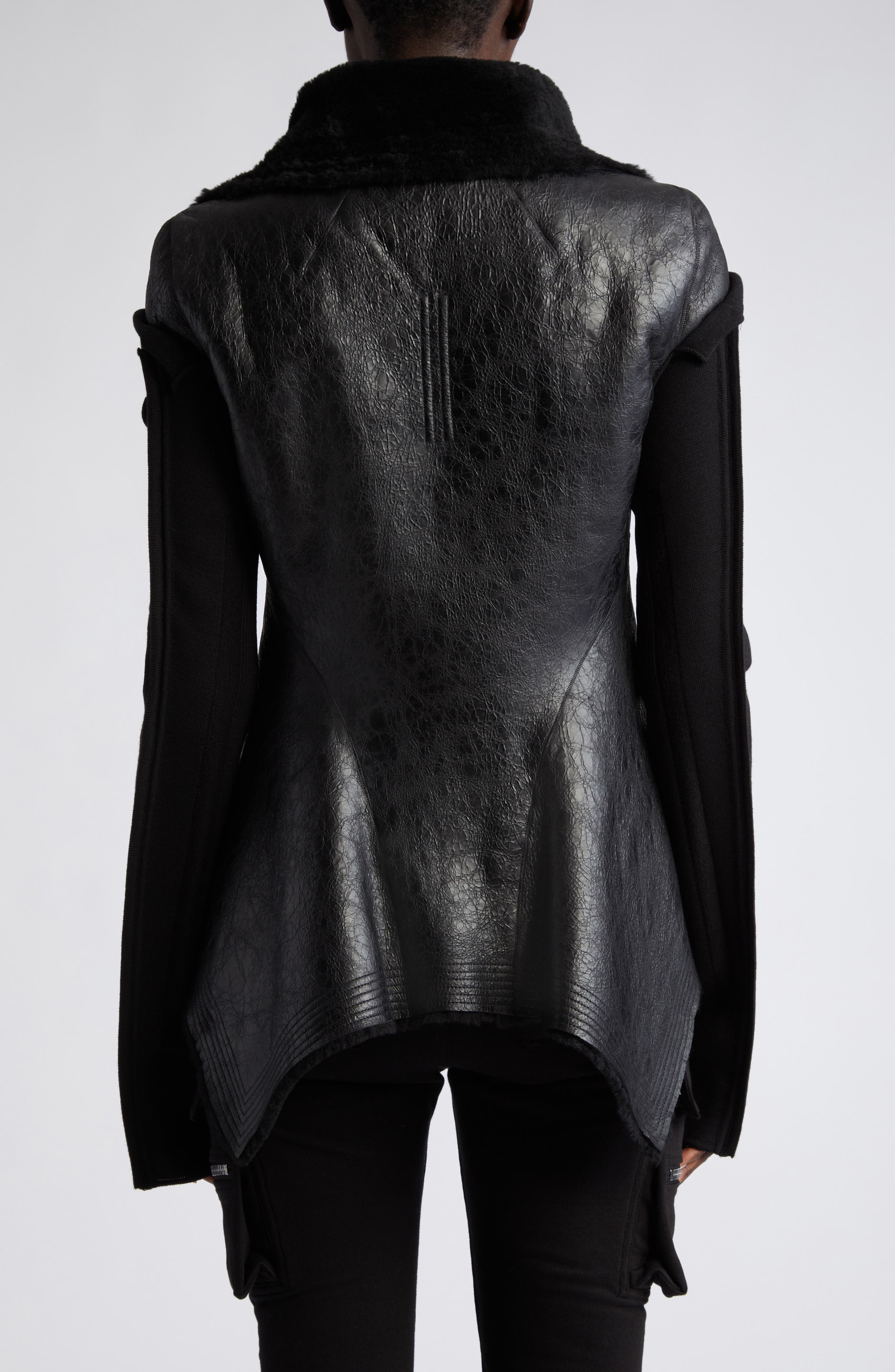 Rick Owens Luxor Naska Genuine Shearling & Merino Wool Biker Jacket