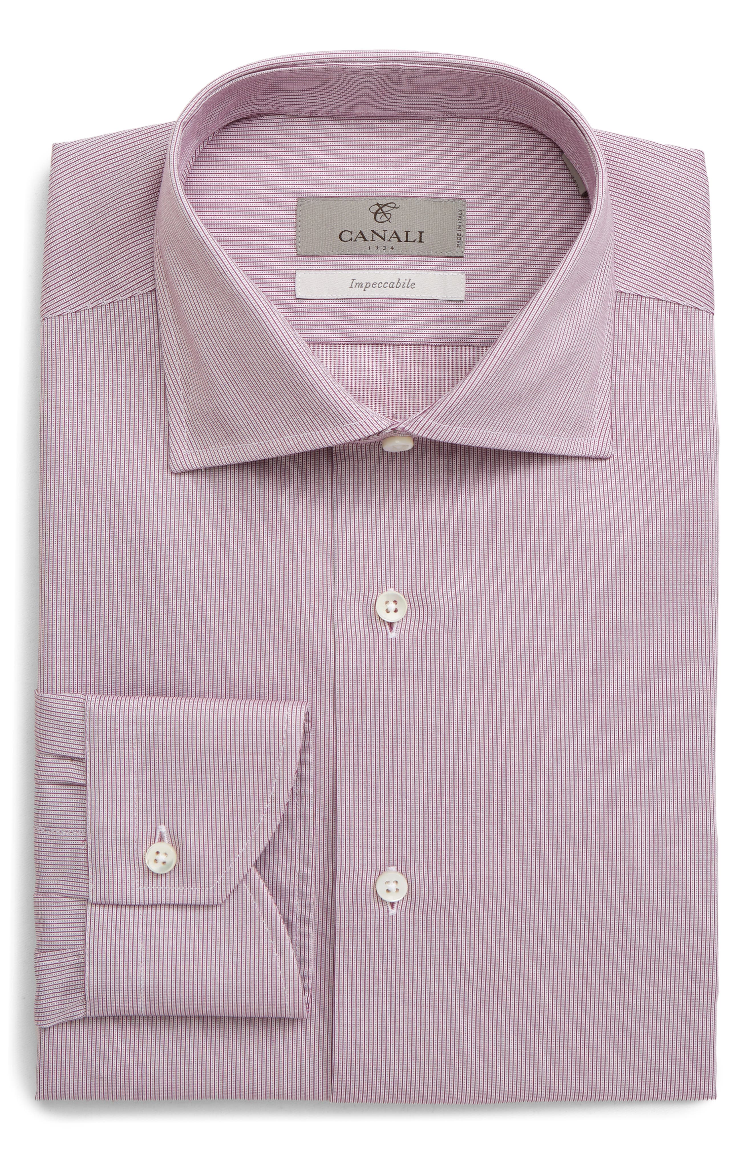 Canali Impeccabile Slim Fit Solid Dress Shirt - Red