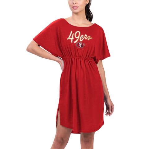 San Francisco 49ers Women High Slit Dress Bodycon Slide Split Dress Slim  T-Shirt