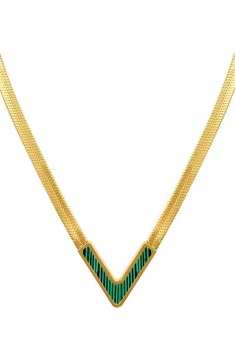 Water Resistant 14K Gold Plated Herringbone Necklace