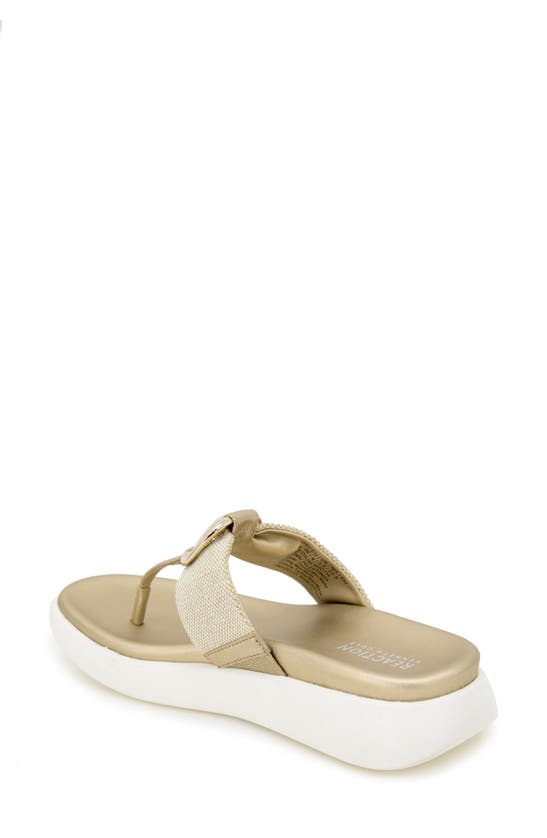 Shop Reaction Kenneth Cole Tina Thong Sandal In Soft Gold Canvas