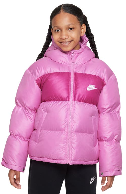 Nike Kids' Sportswear Water Repellent Hooded Puffer Jacket In Pink