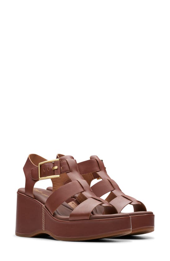 Shop Clarks Manon Cove Wedge Sandal In Tan Leather