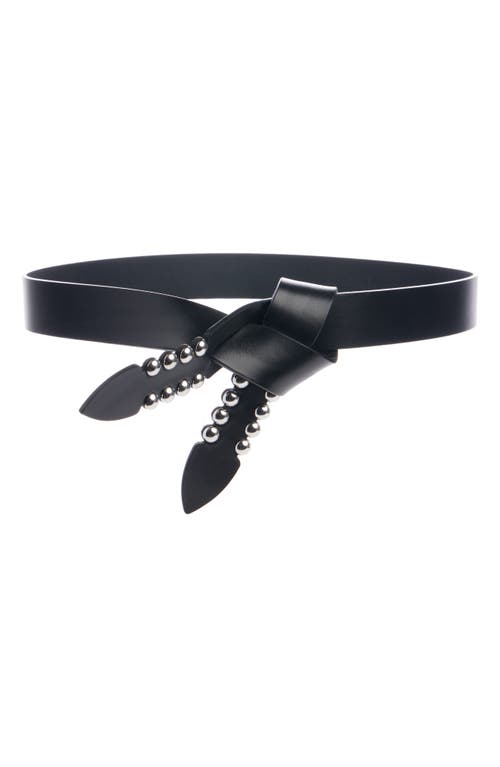 Isabel Marant Lecce Bubble Knotted Leather Belt In Black/silver Bksi