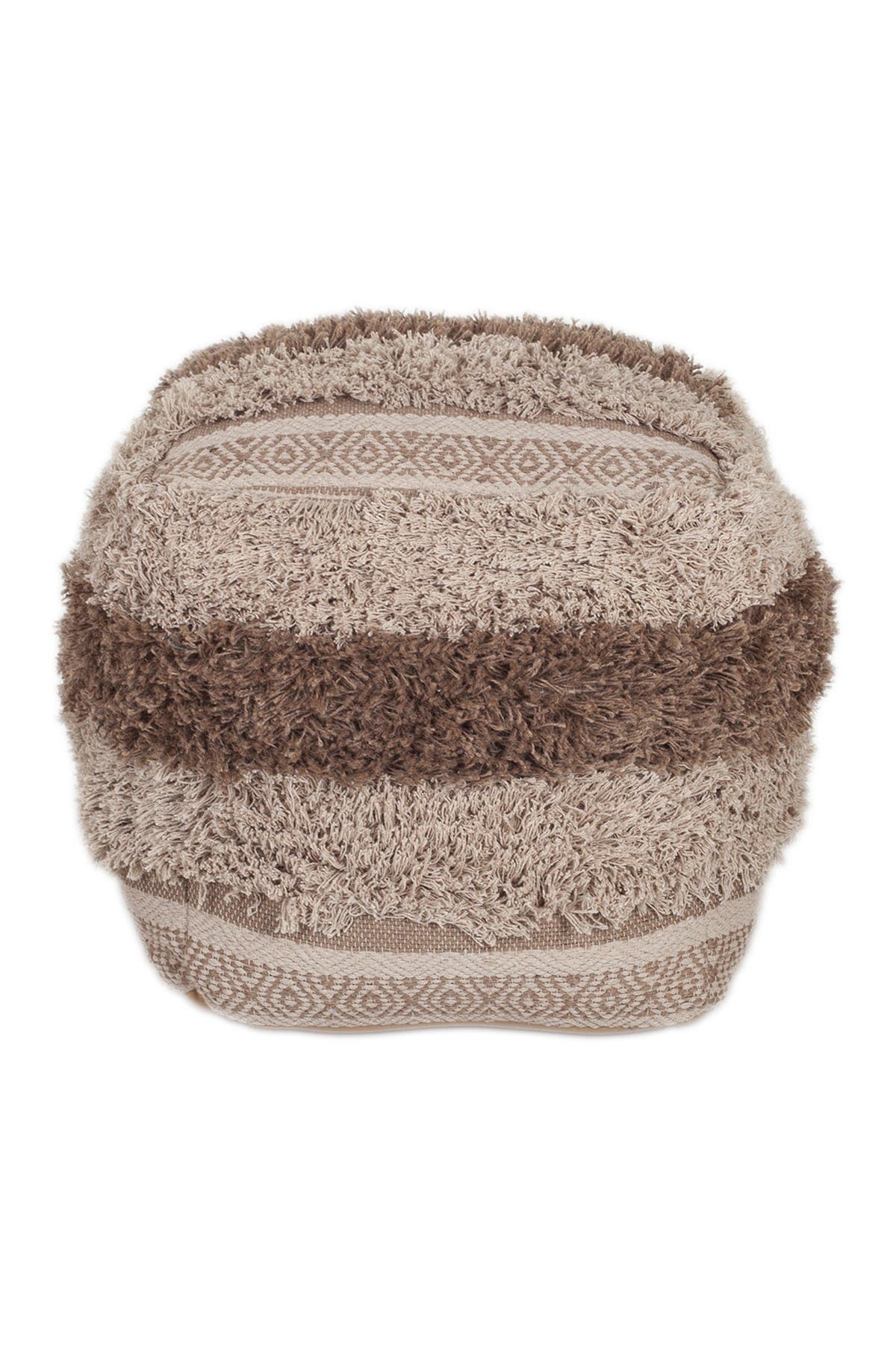 Parkland Collection Iliya Transitional Beige Pouf In Beige/khaki