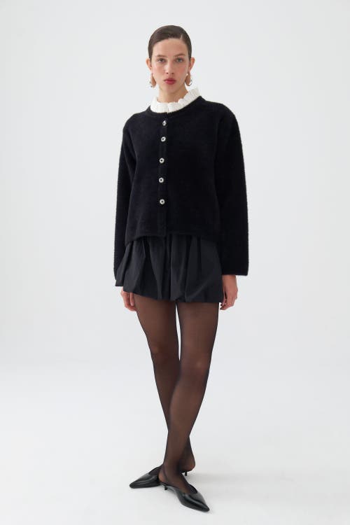 Shop Nocturne Crystal Embellished Buttoned Cardigan In Black