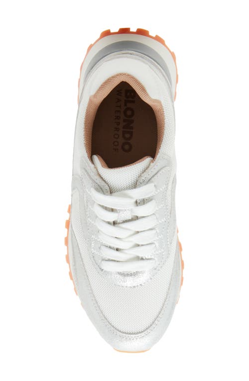 Blondo Lois Retro Waterproof Running Sneaker In Silver Leather