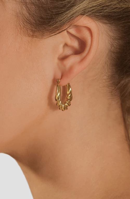 Sterling Forever Elena Twisted Tube Hoop Earrings In Gold