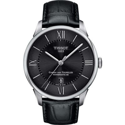 Tissot Chemin Des Tourelles Automatic Leather Strap Watch, 42Mm