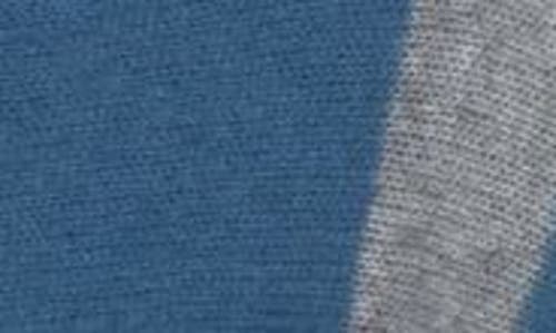 Shop Portolano Striped Cowl Neck Poncho In Palace Blue/light Grey