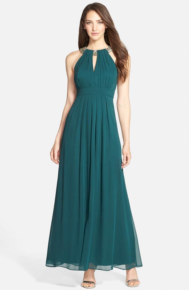 Eliza J Embellished Chiffon Fit & Flare Gown | Nordstrom